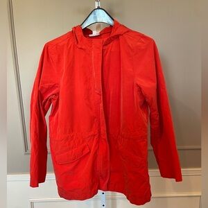 J. Jill orange Large Anorak Jacket Hip Length Lightweight Rain Mid-Length Layer